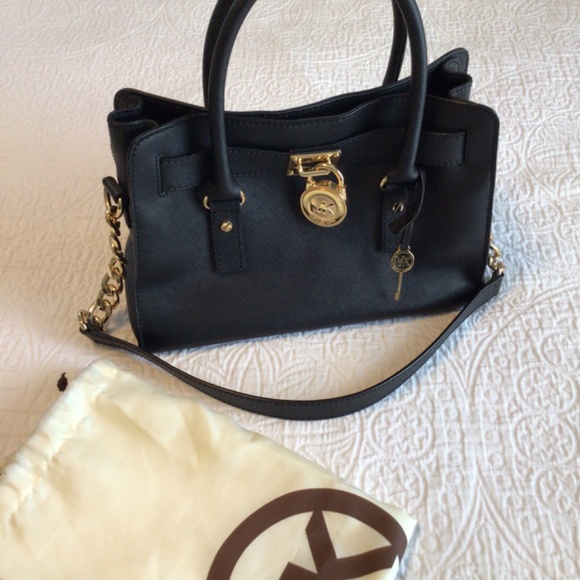 Michael Kors Black Saffiano Leather Hamilton Medium Satchel - Picture 3 of 13